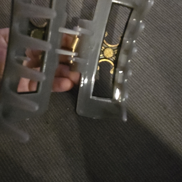 Celine Gray Quilted Hair Clip with Gold Accent - Picture 9 of 10